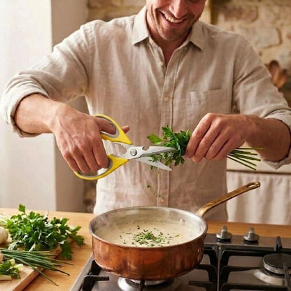 ciseaux de cuisine chef inox cuisinier coupe persil sauce ail