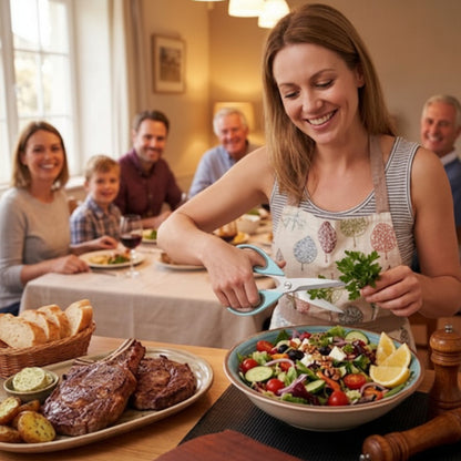 ciseaux de cuisine chef inox prepare salade repas aux invites