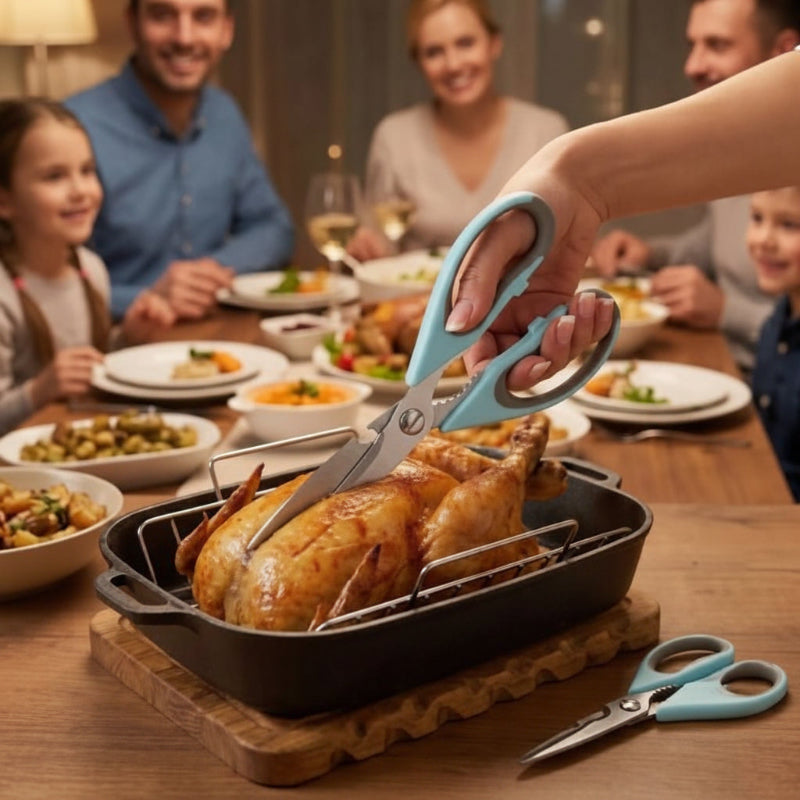 ciseaux de cuisine chef inox service poulet roti aux invites