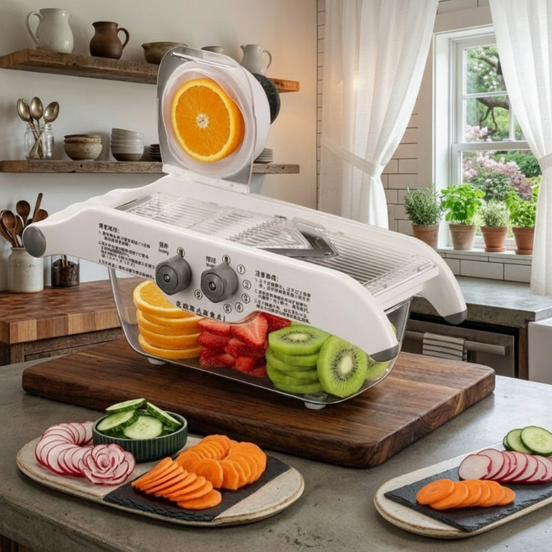 mandoline cuisine healthy food tranches fruits legumes coupes precise